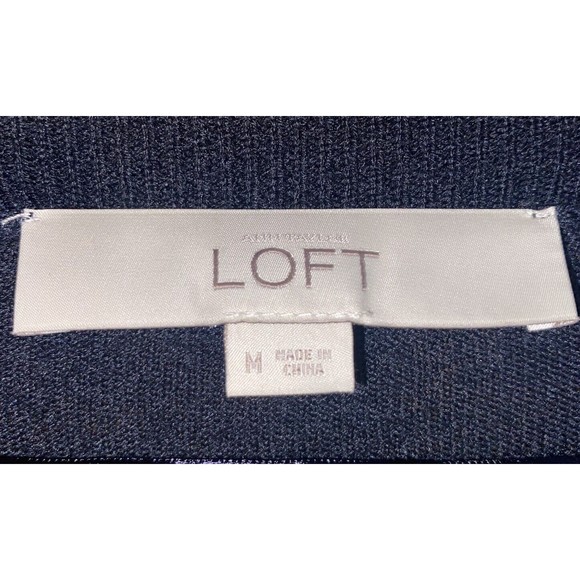 LOFT Woolblend Open Front Black Cardigan, Size Medium - Picture 3 of 8